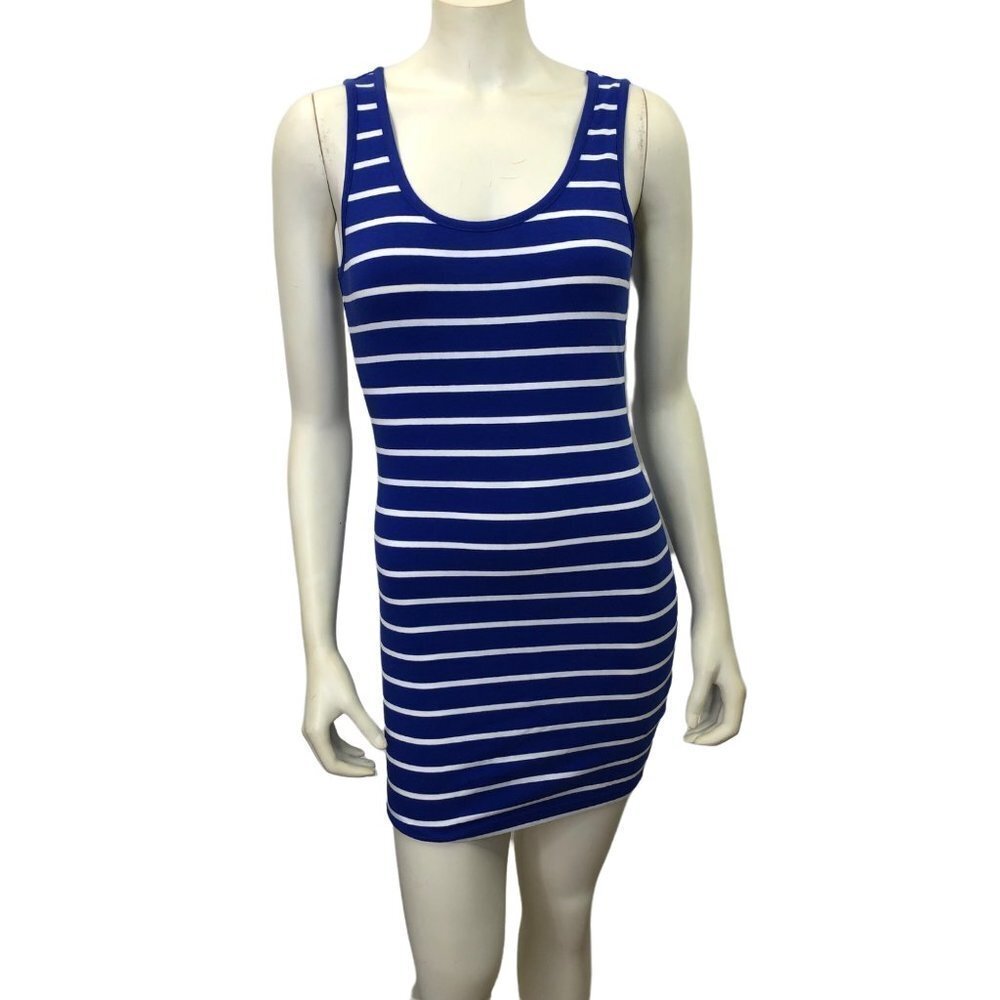 FOREVER21 STRIPED SLEEVELES‎ BACK DETAIL BLUE DRESS SM new with tag